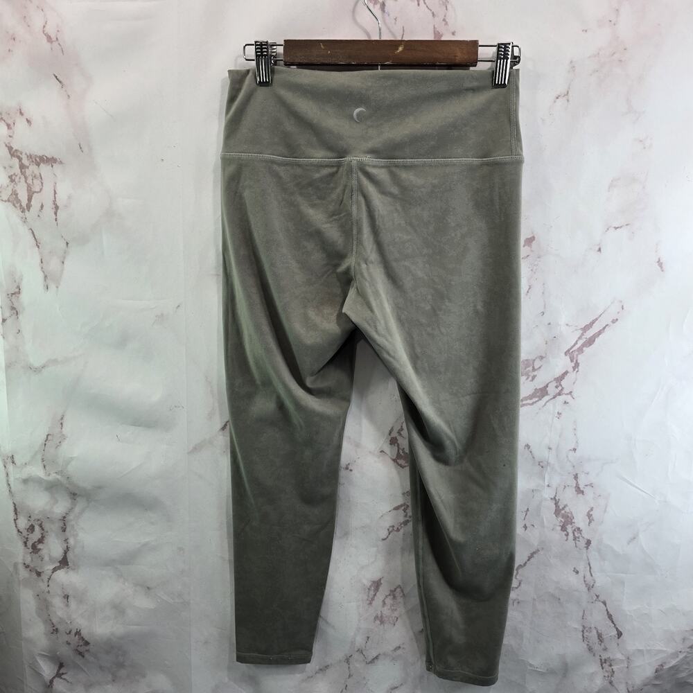 Zyia Leggings Womens Medium 8 10 Green Sage Gray High Rise Tie Dye Marble Crop